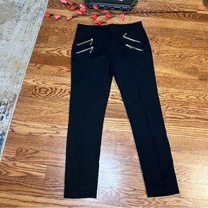 High Quality Dress Leggings Black Size Med - Gold Zipper Pocket Detail - NWOT